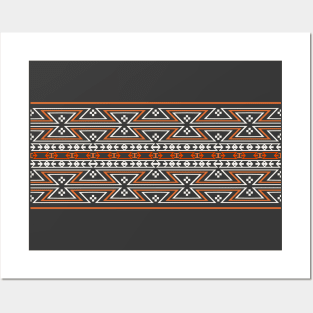 Native American Traditional Ethnic Tribal Geometric Navajo Blanket Motif Pattern Grey Posters and Art